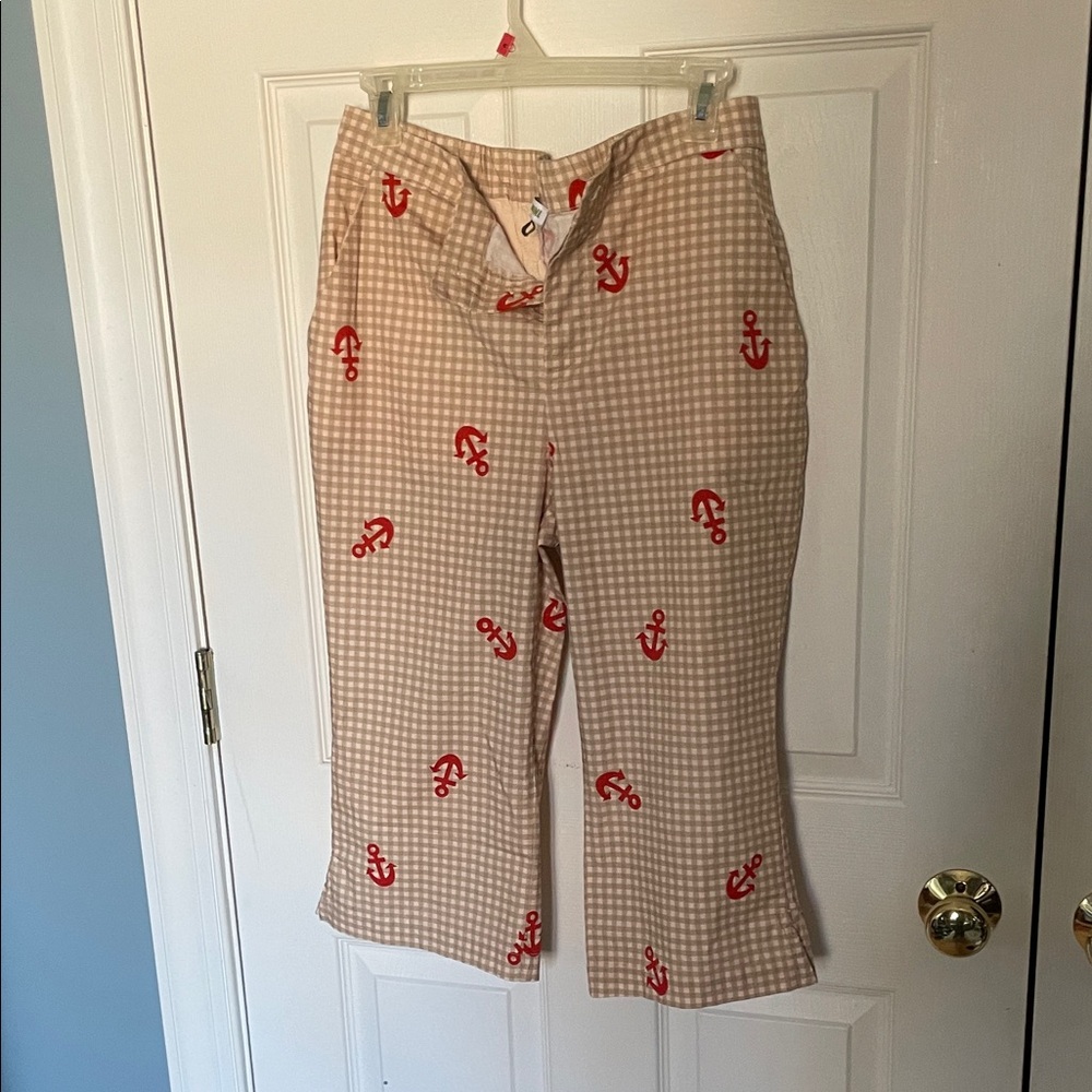 Celadine by Anthropologie Checkered capris  with Red Anchor size medium